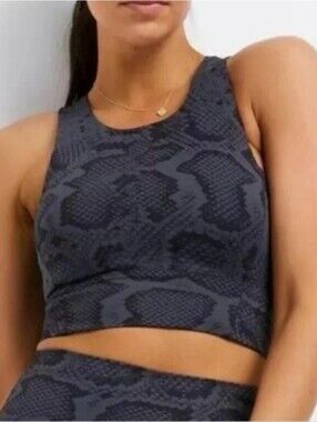 Women's Blue & Black Snake-Print Workout Top -  Activewear